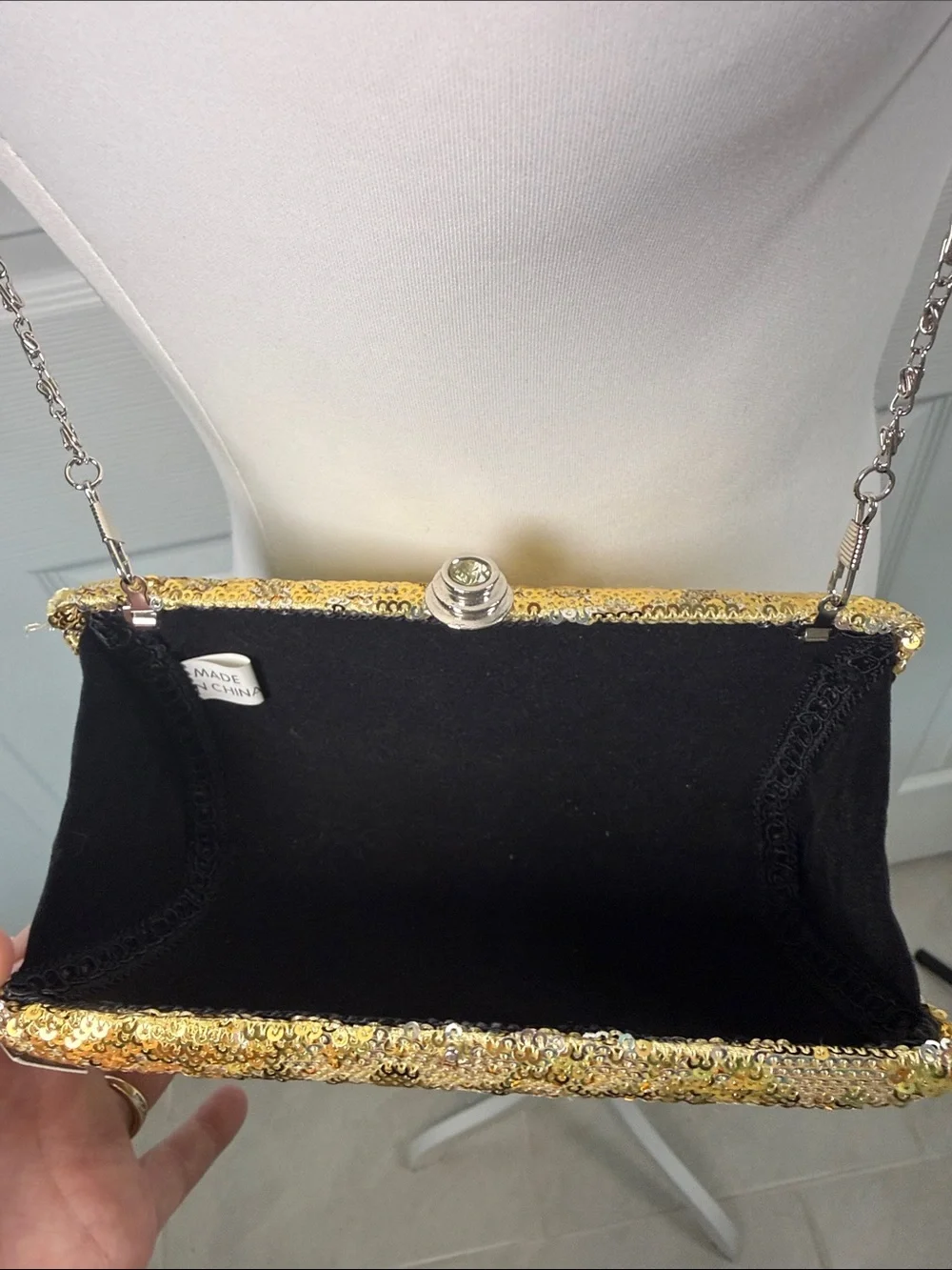 Boho Y2K Metallic Gold Sequin Clutch Shoulder purse festival evening bag wedding